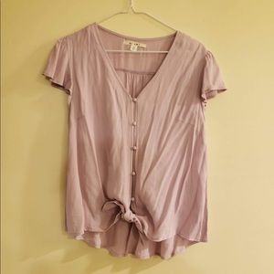 Francesca’s boutique purple tie blouse medium